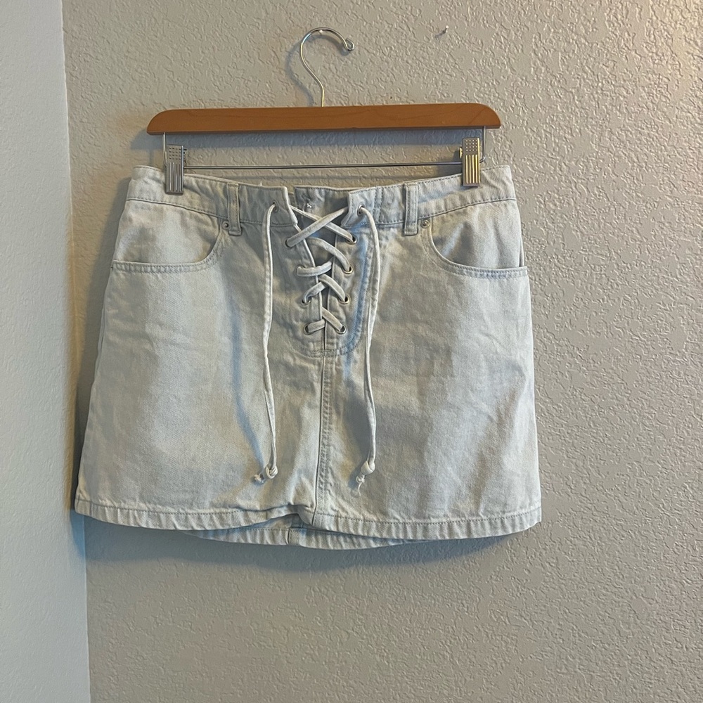 Denim Lace Up Skirt